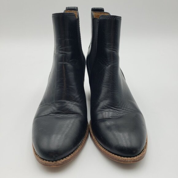 Madewell Regan Chelsea Bootie Boots 7.5 Womens Leather Ankle Block Heels Black - Picture 2 of 10